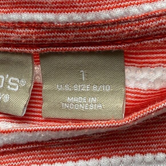 Chico's Xenergy Striped 3/4 Sleeve Shirt Red White Size 8/10 - Picture 7 of 10
